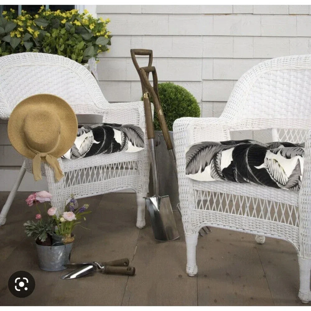 Bay Isle Indoor/Outdoor Coastal Nights Wicker Seat Cushions Set of 2 Leibowitz